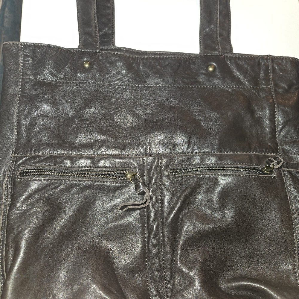 JJILL Womens Brown Leather Tote Bag